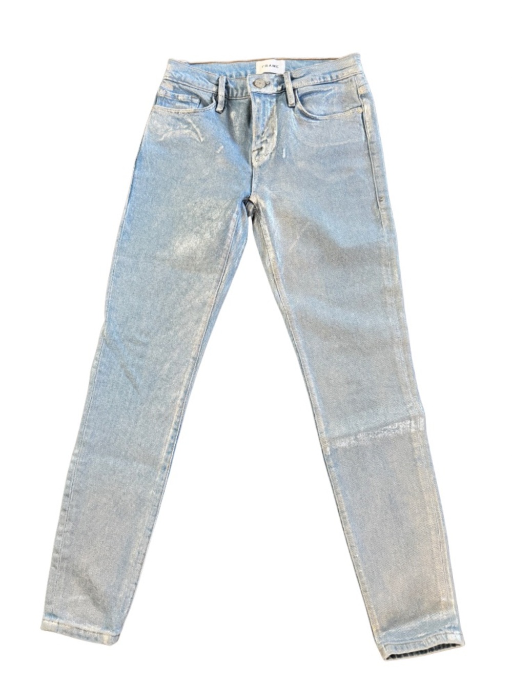 ✨ Frame Le High Skinny Crop Metallic Coated Jeans | Size 25 | Blue & Silver ✨